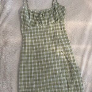 Brandy Melville Green Plaid Mini Dress